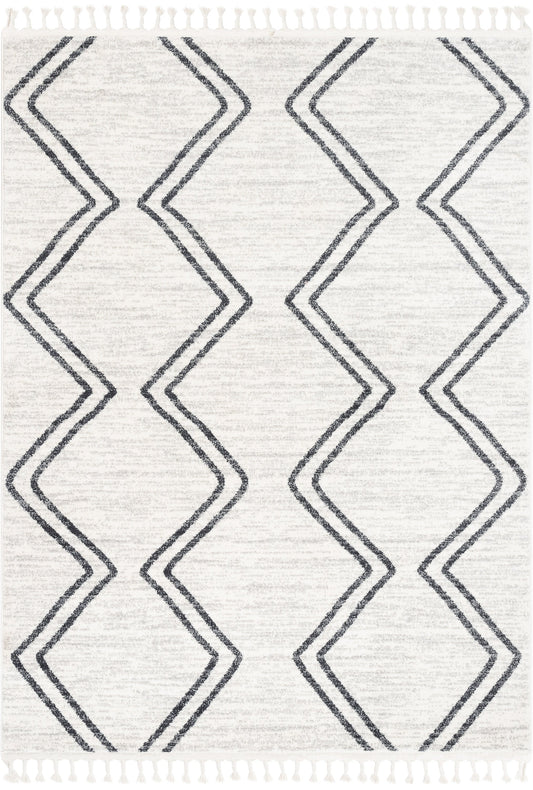 Reeve Modern Chevron Zig-Zag Grey Ivory Kids Rug KEN-37