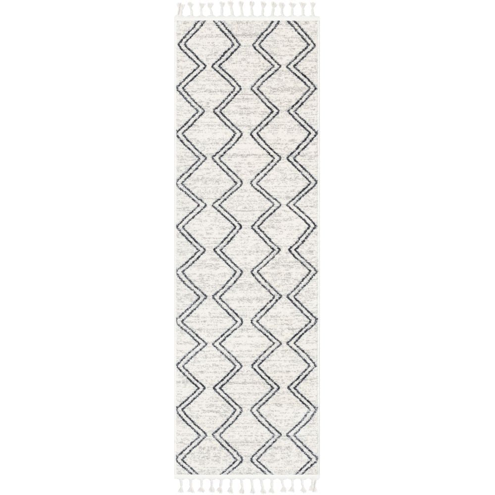 Reeve Modern Chevron Zig-Zag Grey Ivory Kids Rug KEN-37