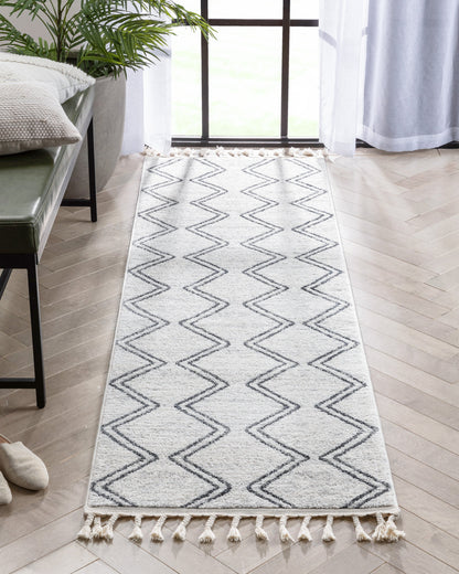 Reeve Modern Chevron Zig-Zag Grey Ivory Kids Rug KEN-37