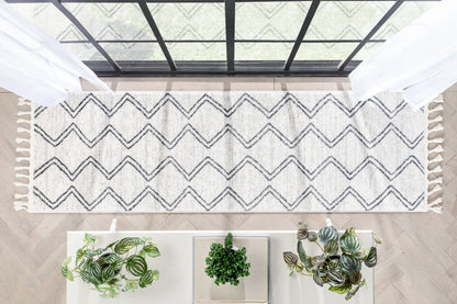 Reeve Modern Chevron Zig-Zag Grey Ivory Kids Rug KEN-37