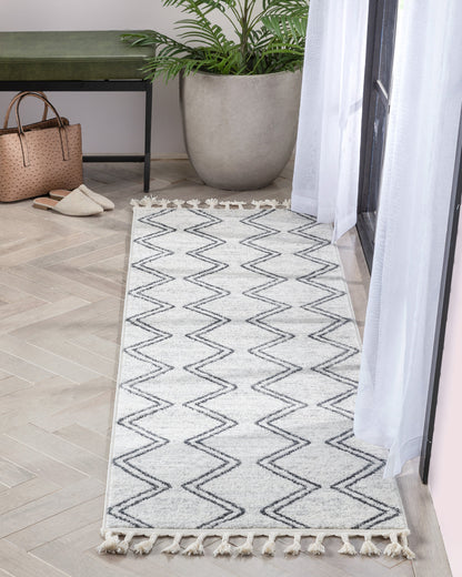 Reeve Modern Chevron Zig-Zag Grey Ivory Kids Rug KEN-37