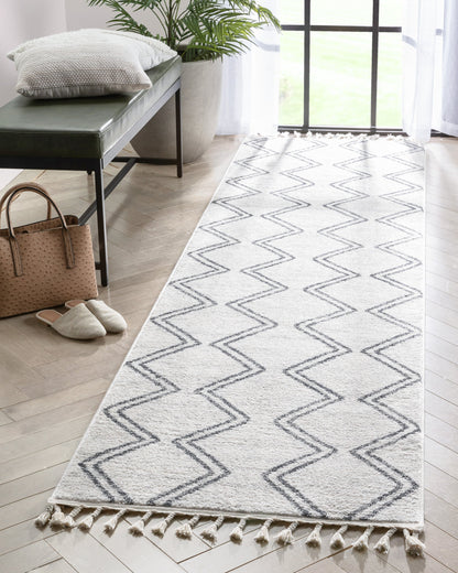 Reeve Modern Chevron Zig-Zag Grey Ivory Kids Rug KEN-37