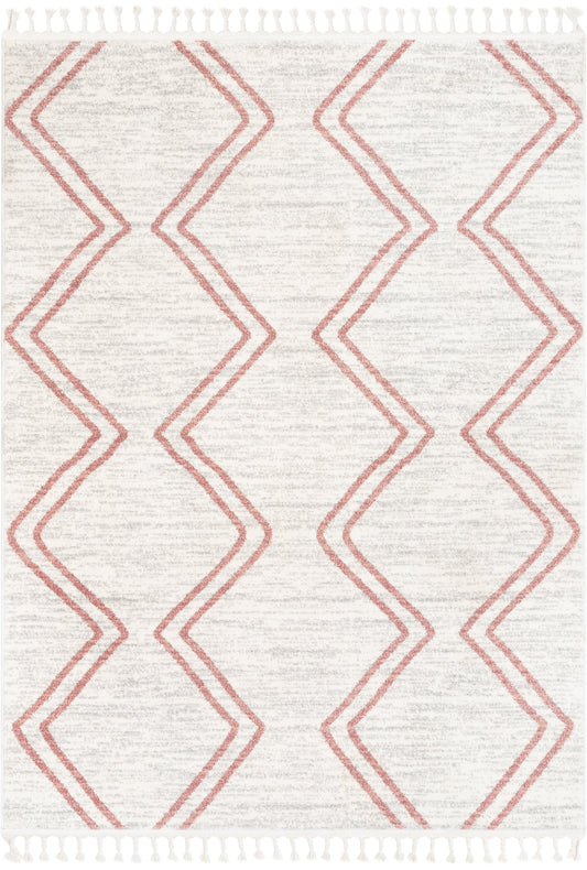 Reeve Modern Chevron Zig-Zag Pink Ivory Kids Rug KEN-39