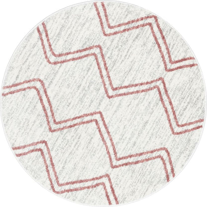 Reeve Modern Chevron Zig-Zag Pink Ivory Kids Rug KEN-39