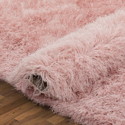Chie Glam Solid Ultra-Soft Plush Pink Shag Rug KU-10
