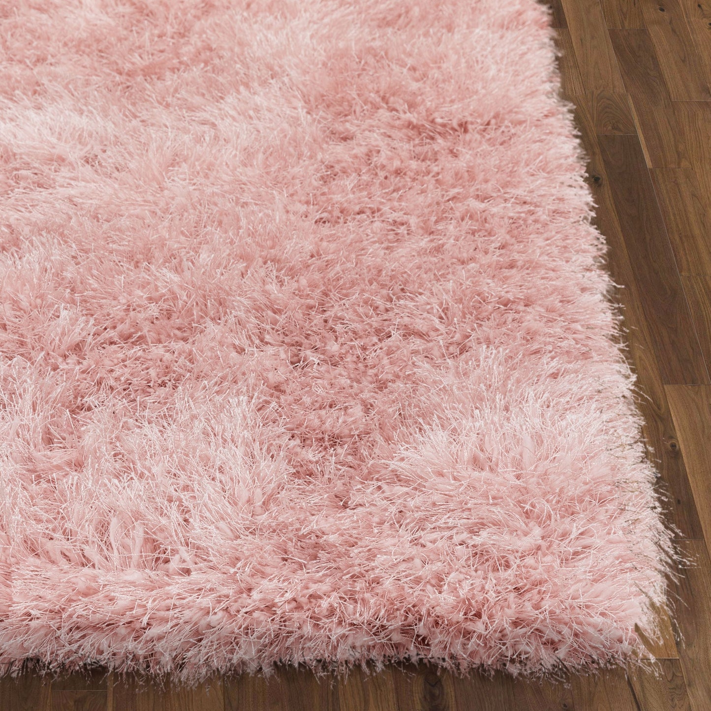 Chie Glam Solid Ultra-Soft Plush Pink Shag Rug KU-10
