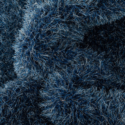 Chie Glam Solid Ultra-Soft Navy Blue Shag Rug KU-14