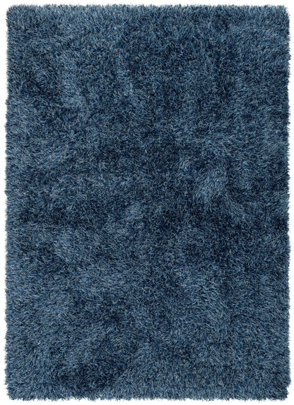Chie Glam Solid Ultra-Soft Navy Blue Shag Rug KU-14