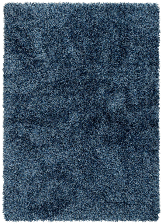 Chie Glam Solid Ultra-Soft Navy Blue Shag Rug KU-14