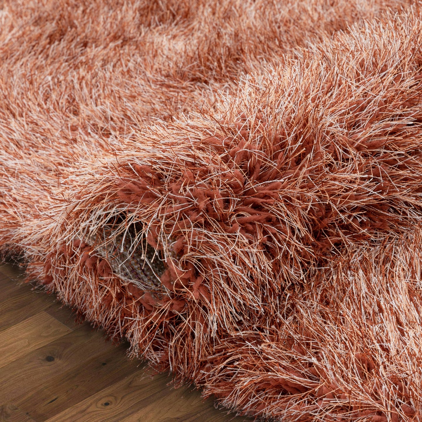 Chie Glam Solid Ultra-Soft Rust Shag Rug KU-19