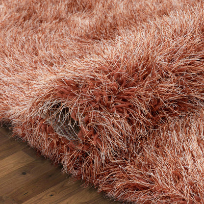 Chie Glam Solid Ultra-Soft Rust Shag Rug KU-19
