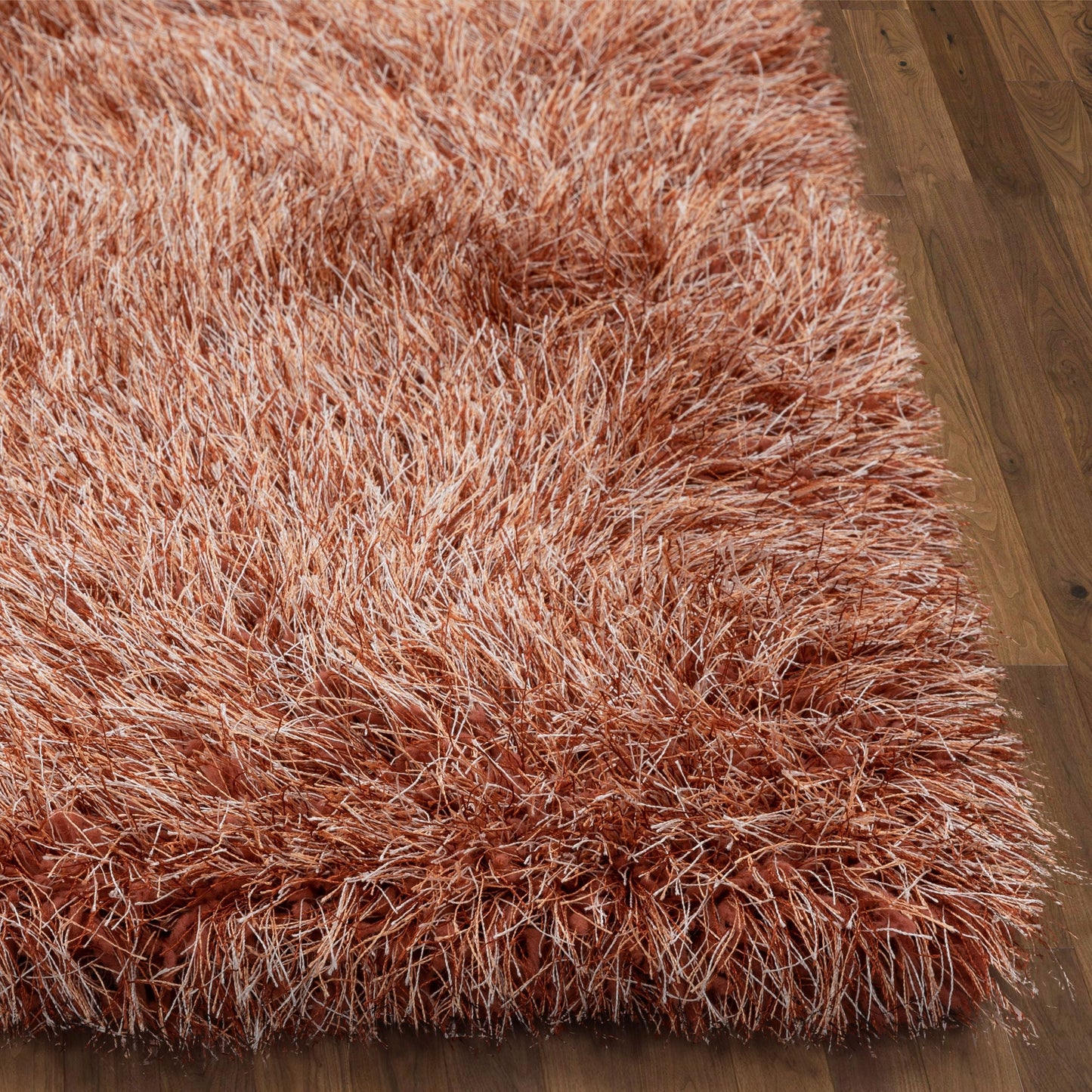 Chie Glam Solid Ultra-Soft Rust Shag Rug KU-19