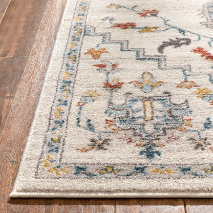 Bingley Traditional Medallion Pattern Ivory Farmhouse Rug LA-202