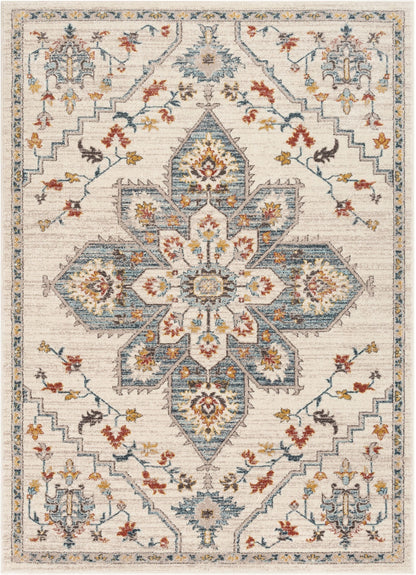 Bingley Traditional Medallion Pattern Ivory Farmhouse Rug LA-202