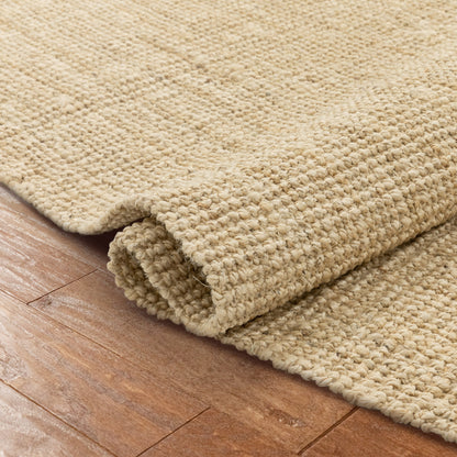 Boucle Hand-Woven Jute Rug Farmhouse Solid Pattern Off-White Chunky-Textured Rug LAN-12