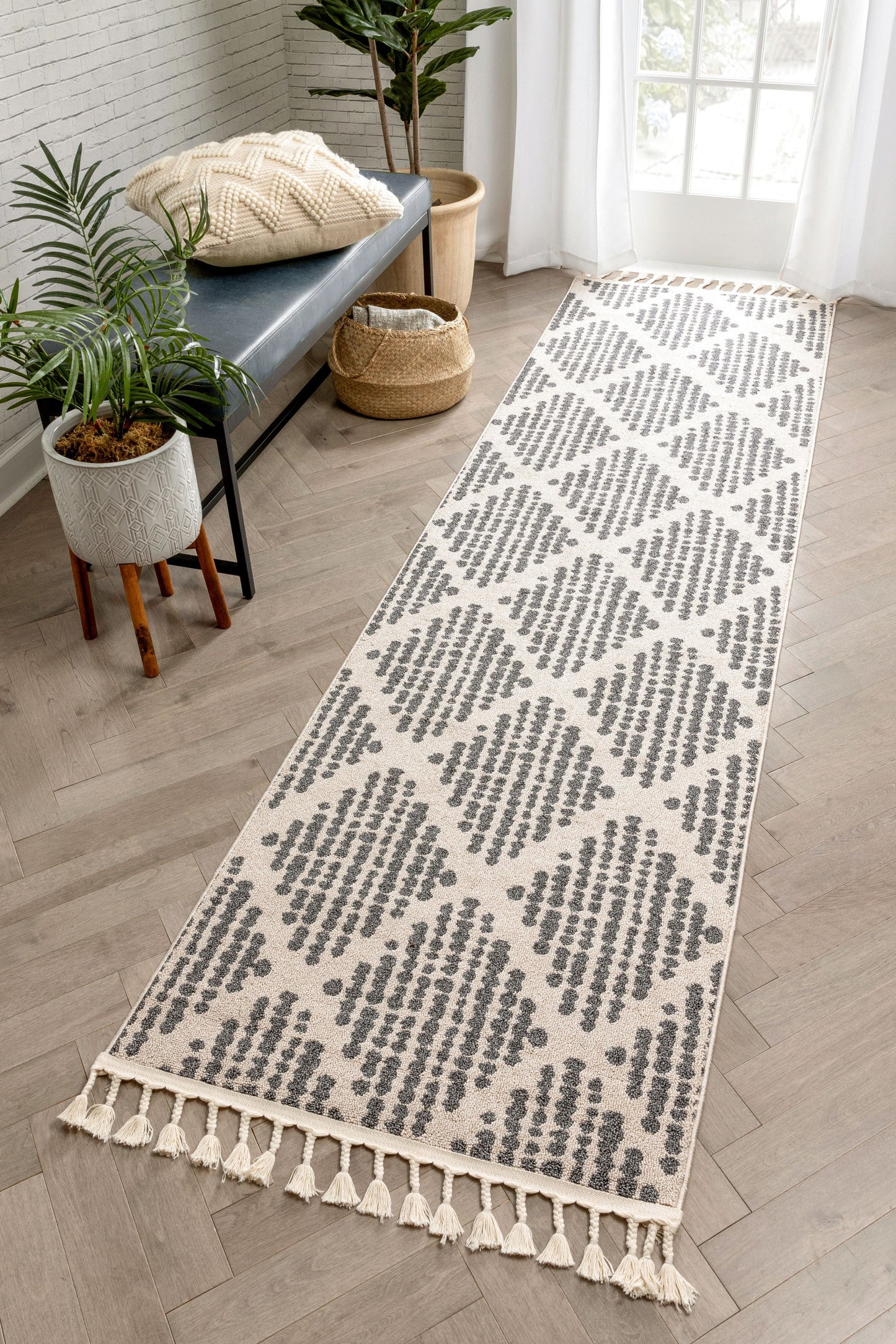 Arbor Moroccan Trellis Grey Kilim-Style Rug LDL-07