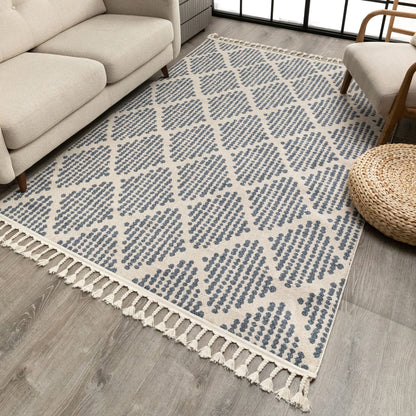 Arbor Moroccan Trellis Light Blue Kilim-Style Rug LDL-02