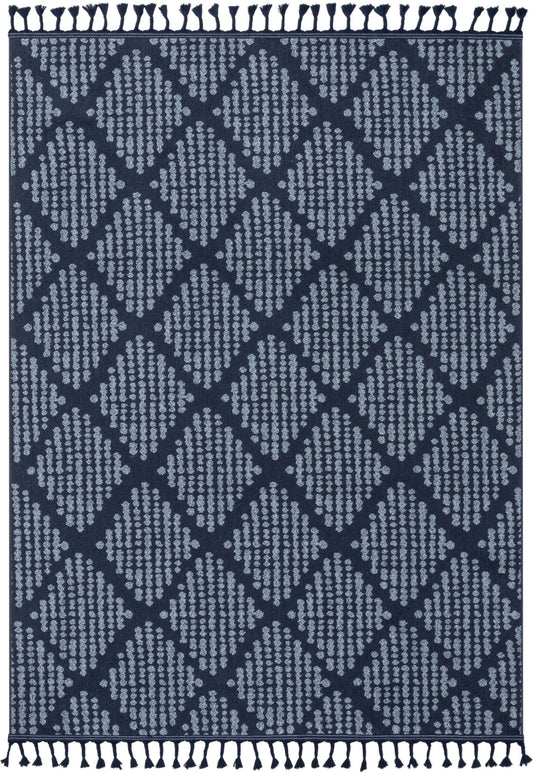 Arbor Moroccan Trellis Dark Blue Kilim-Style Rug LDL-04