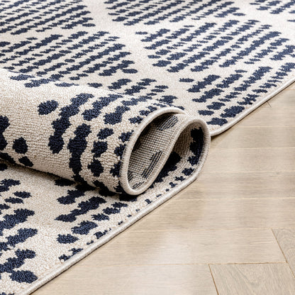 Arbor Moroccan Trellis Blue Kilim-Style Rug LDL-06