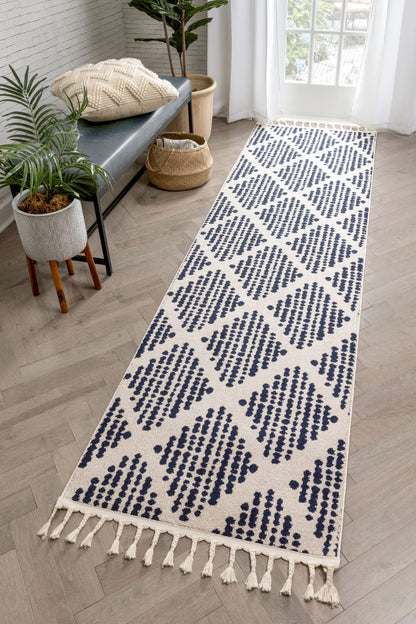 Arbor Moroccan Trellis Blue Kilim-Style Rug LDL-06