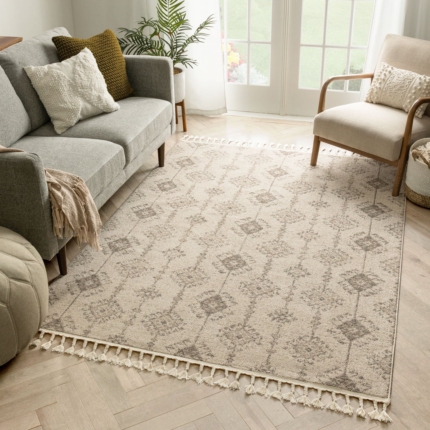 Concetta Moroccan Trellis Beige Kilim-Style Rug LDL-112