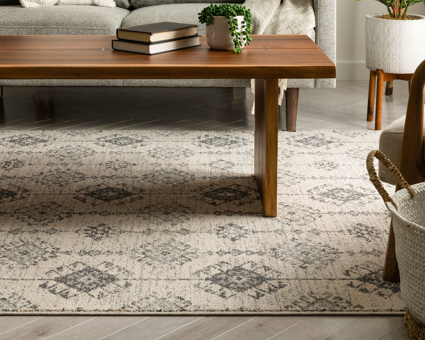 Concetta Moroccan Trellis Grey Kilim-Style Rug LDL-117