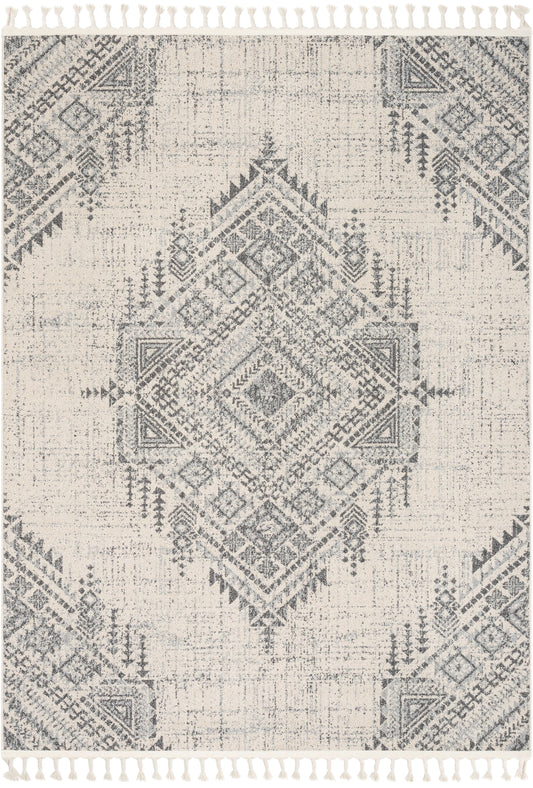 Anette Vintage Distressed Medallion Grey Kilim-Style Rug LDL-137