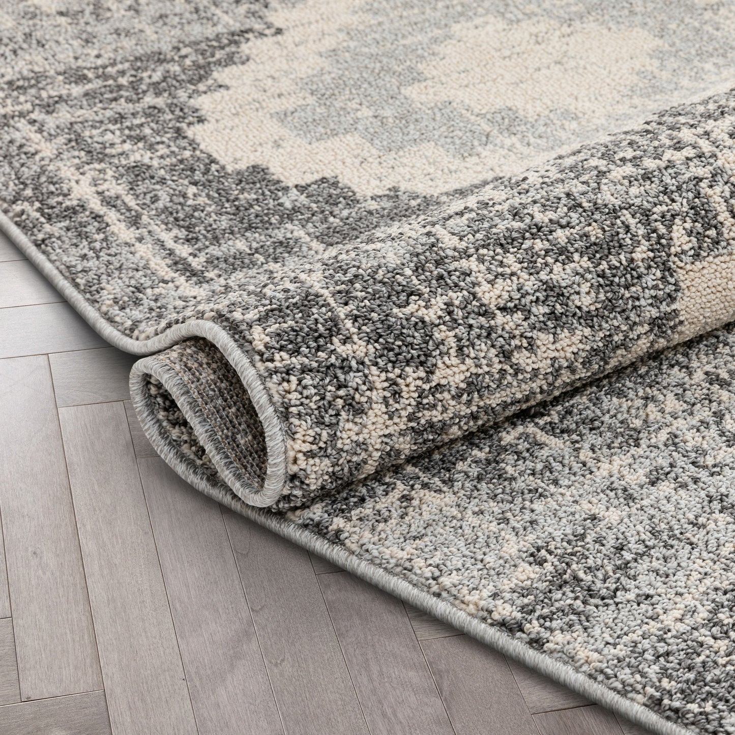 Juliet Tribal Geometric Diamond Pattern Grey Kilim-Style Rug LDL-177