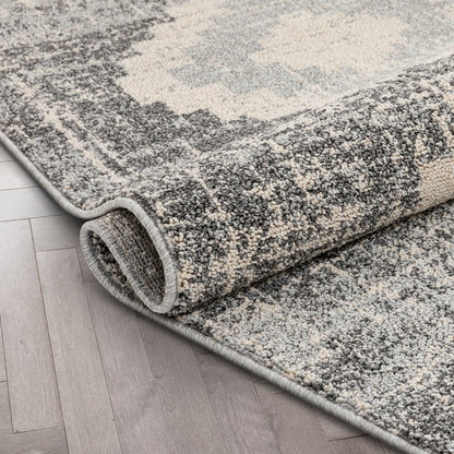 Juliet Tribal Geometric Diamond Pattern Grey Kilim-Style Rug LDL-177