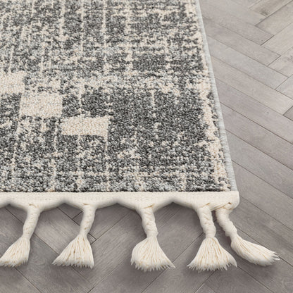 Juliet Tribal Geometric Diamond Pattern Grey Kilim-Style Rug LDL-177