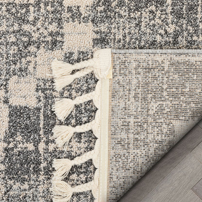Juliet Tribal Geometric Diamond Pattern Grey Kilim-Style Rug LDL-177