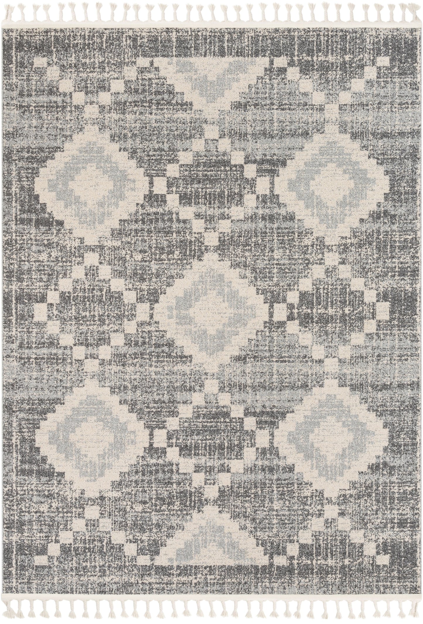 Juliet Tribal Geometric Diamond Pattern Grey Kilim-Style Rug LDL-177