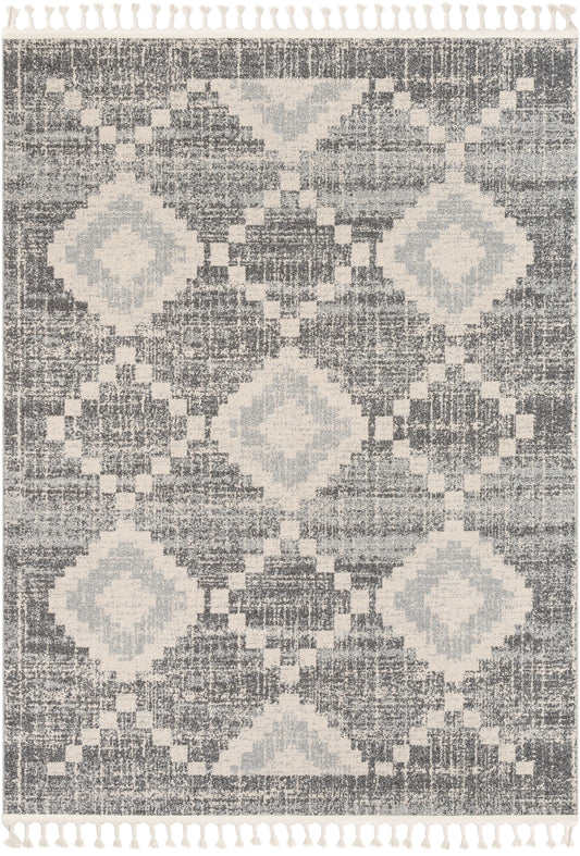 Juliet Tribal Geometric Diamond Pattern Grey Kilim-Style Rug LDL-177