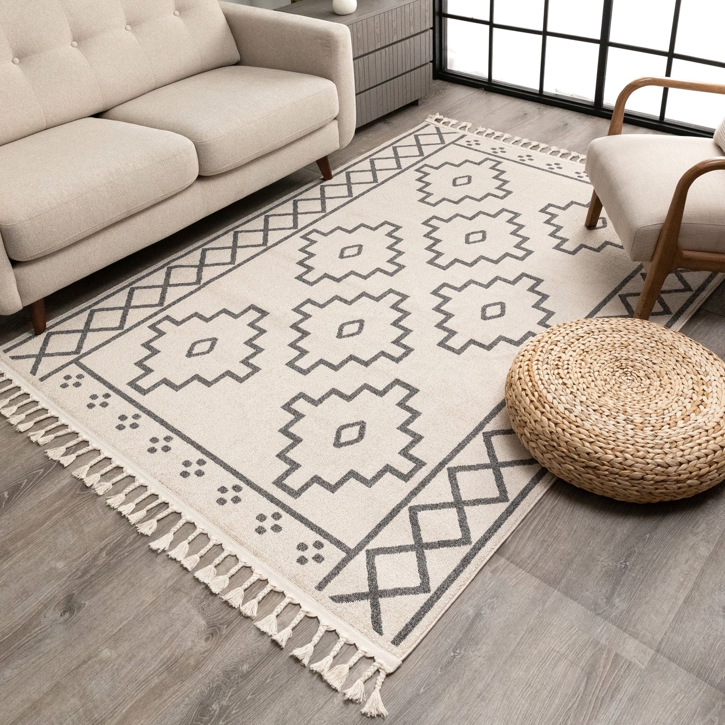 Mica Southwestern Tribal Geometric Ivory Kilim-Style Rug LDL-22