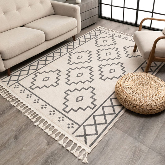 Mica Southwestern Tribal Geometric Ivory Kilim-Style Rug LDL-22
