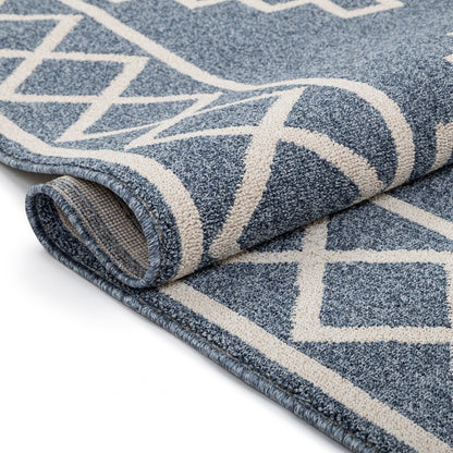 Mica Southwestern Tribal Geometric Denim Blue Kilim-Style Rug LDL-26