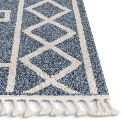 Mica Southwestern Tribal Geometric Denim Blue Kilim-Style Rug LDL-26