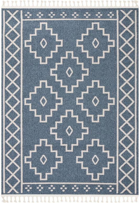 Mica Southwestern Tribal Geometric Denim Blue Kilim-Style Rug LDL-26