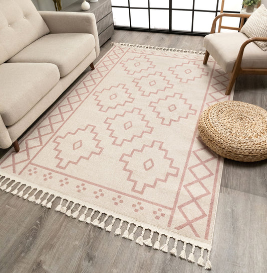 Mica Southwestern Tribal Geometric Blush Kilim-Style Rug LDL-29