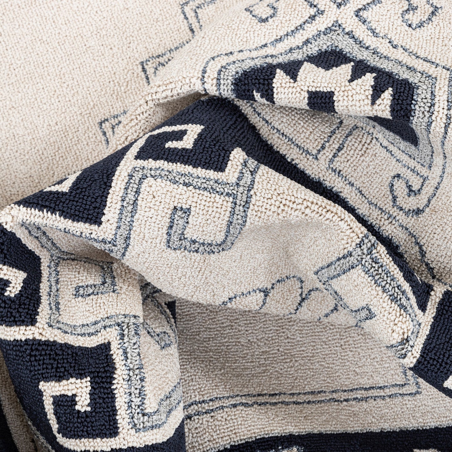 Kaya Southwestern Tribal Medallion Dark Blue Kilim-Style Rug LDL-34