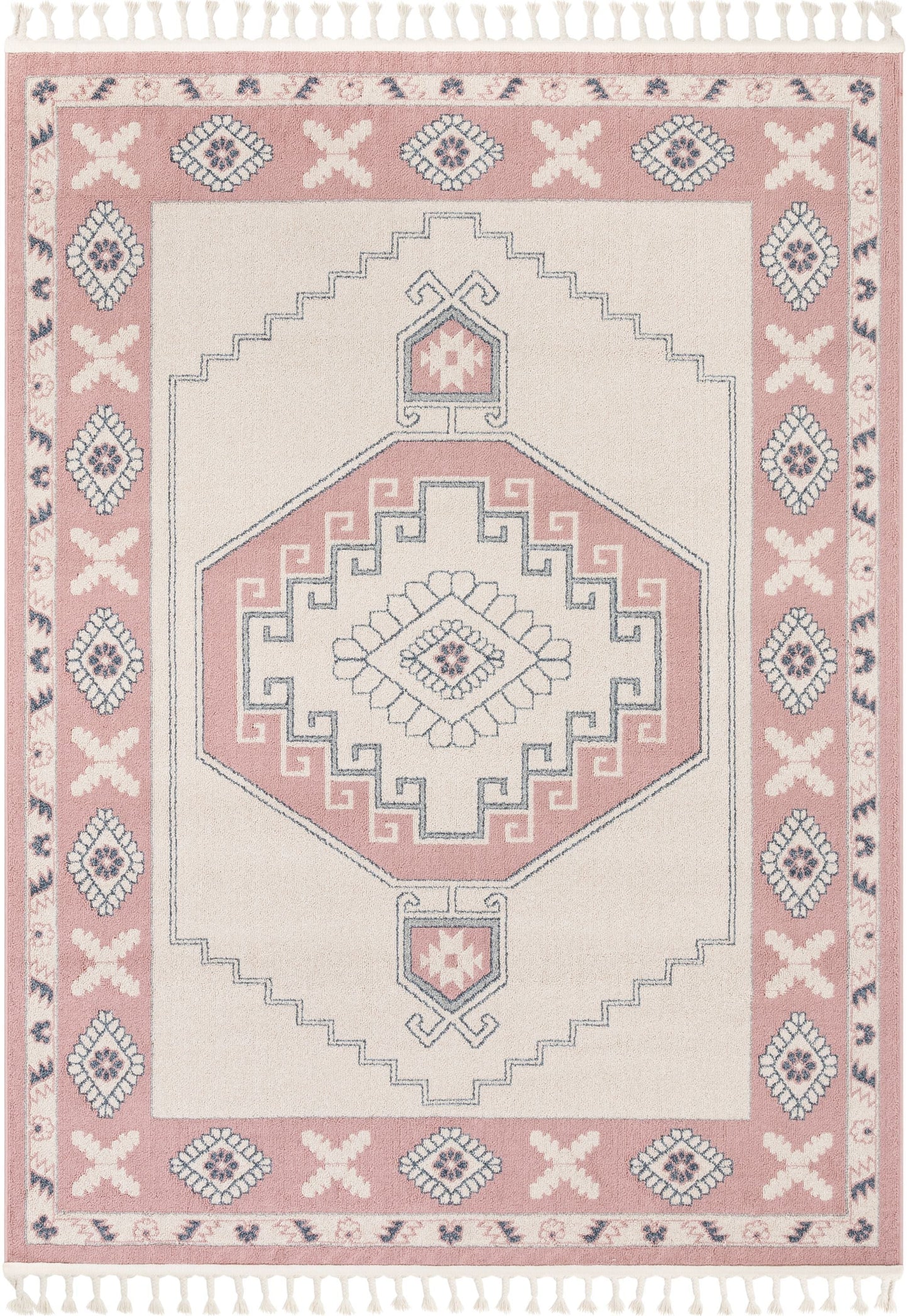 Kaya Southwestern Tribal Medallion Blush Kilim-Style Rug LDL-39