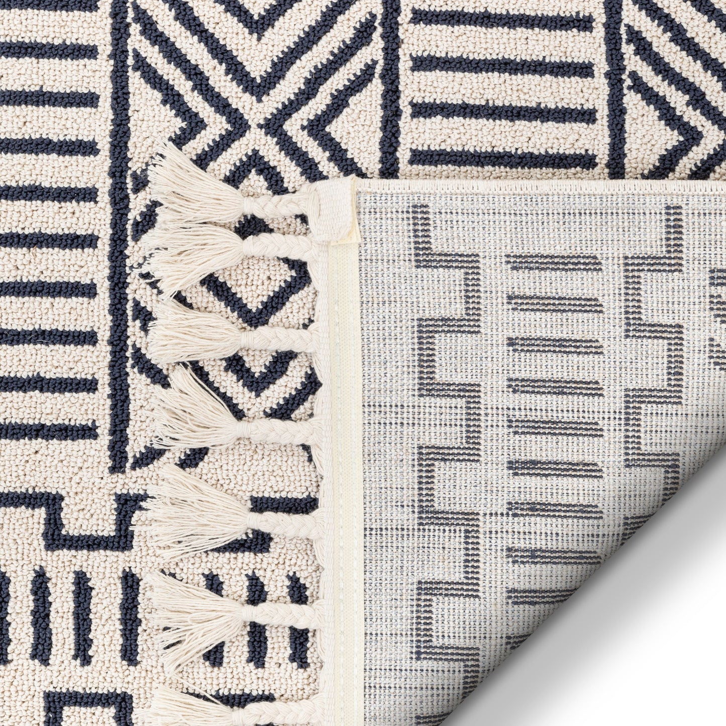 Dora Tribal Moroccan Geometric Dark Blue Kilim-Style Rug LDL-64