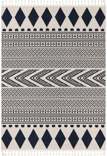 Cruce Tribal Moroccan Geometric Dark Blue Kilim-Style Rug LDL-74