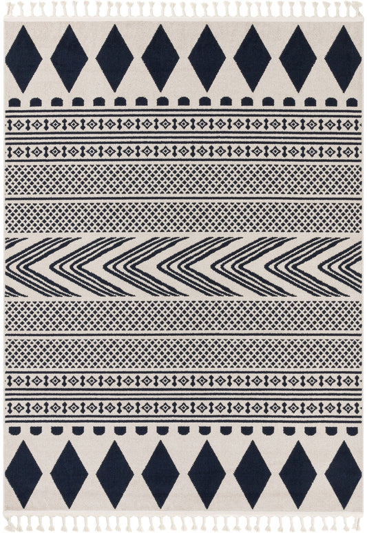 Cruce Tribal Moroccan Geometric Dark Blue Kilim-Style Rug LDL-74
