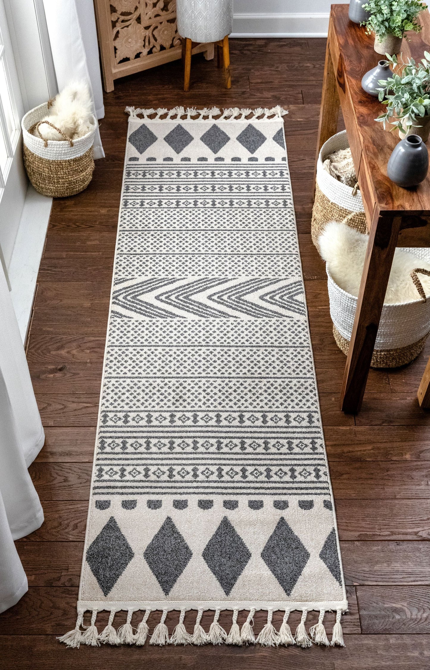 Cruce Tribal Moroccan Geometric Grey Kilim-Style Rug LDL-78