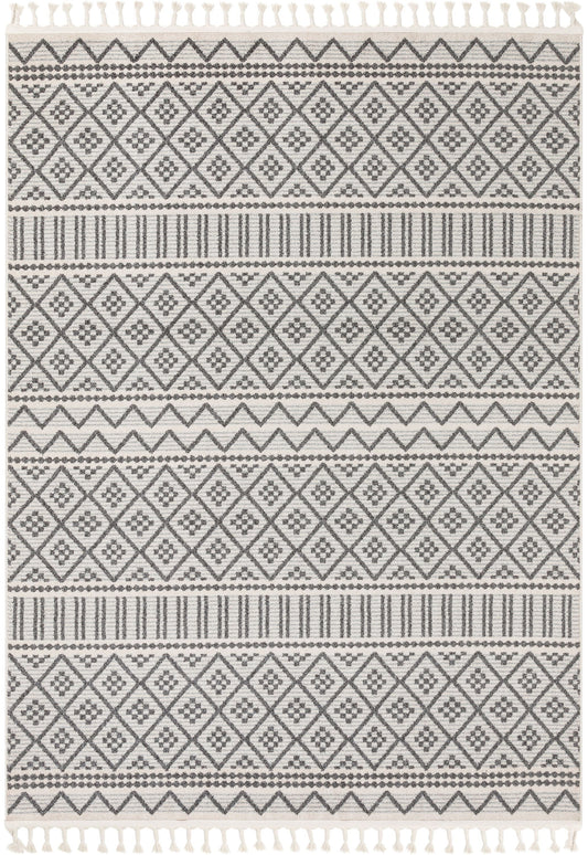 Covina Tribal Geometric Diamond Grey Kilim-Style Rug LDL-88