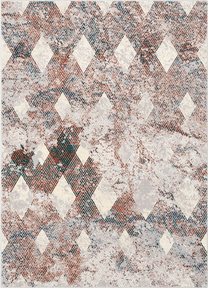 Atacama Diamond Geometric Pattern Grey High-Low Rug LEO-27