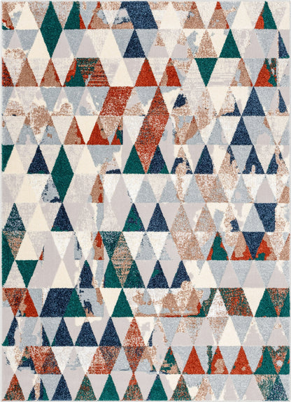 Mojave Diamond Geometric Pattern Grey High-Low Rug LEO-37