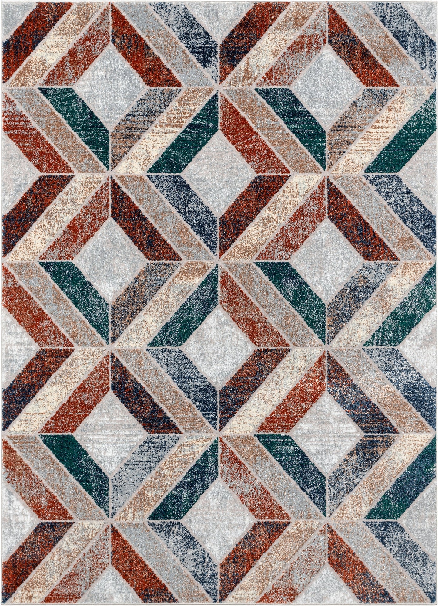Chihua Geometric Blue Multi High-Low Rug LEO-74