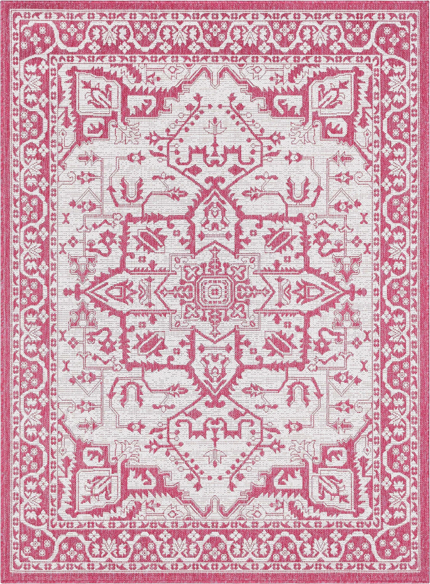 Celesine Oriental Medallion Indoor/Outdoor Fuschia Flat-Weave Rug LIA-190